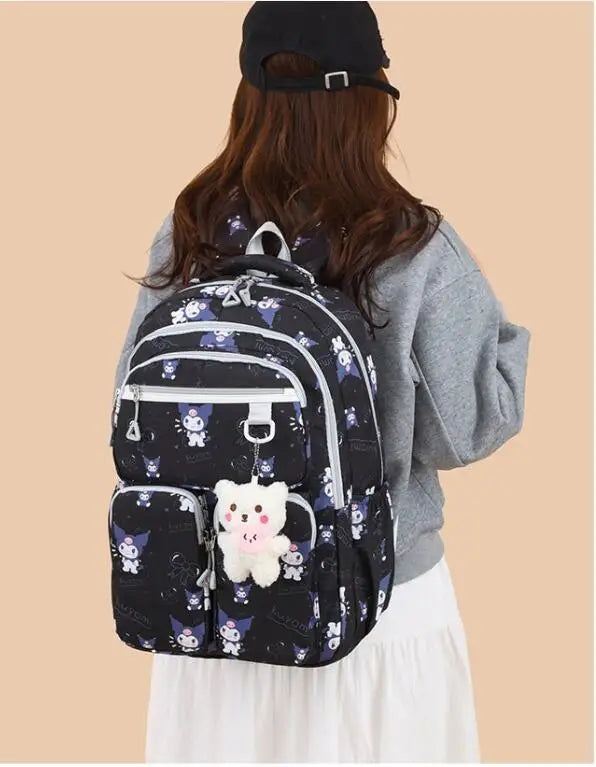 Kawaii Kuromi Backpack Junior High School Bag Student Schoolbag Anime Cartoon Shoulder Bag Girls Gift