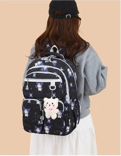 Kawaii Kuromi Backpack Junior High School Bag Student Schoolbag Anime Cartoon Shoulder Bag Girls Gift
