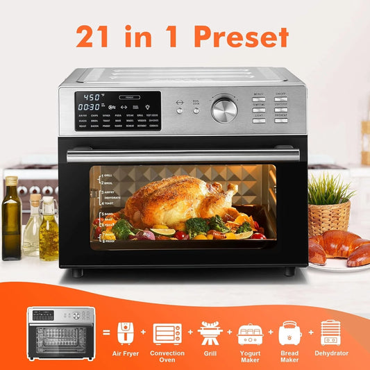 32QT Extra Large Air Fryer Toaster Oven Combo, 21-in-1 Countertop Convection Toaster Oven with Rotisserie and Dehydrate