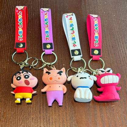 Anime Cartoon Crayon Shin Chans Pvc Doll Keychain Kawaii Couple School Bag Pendant Cute Decoration Gift