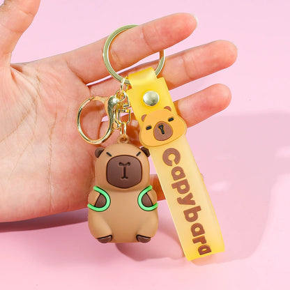 Cartoon Capybara keychain, creative toy keychain bag, fashionable car keychain, exquisite couple backpack pendant