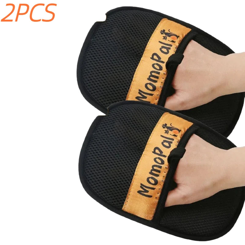 Upgraded Pet Grooming Gloves Cats Hair Brush Pet Removal Gloves Dual Brush Static-free Cat Cleaning Tool Hair Stripping Mitts