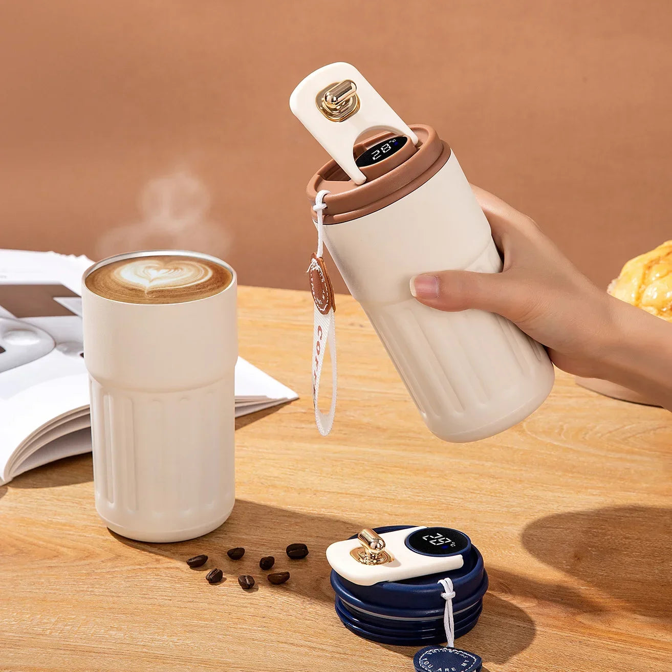 450ML Coffee Cup LED Temperature Stainless Steel Thermo Water Bottle  Display Keep Cold and Heat Thermal Mug Travel Vacuum Flask