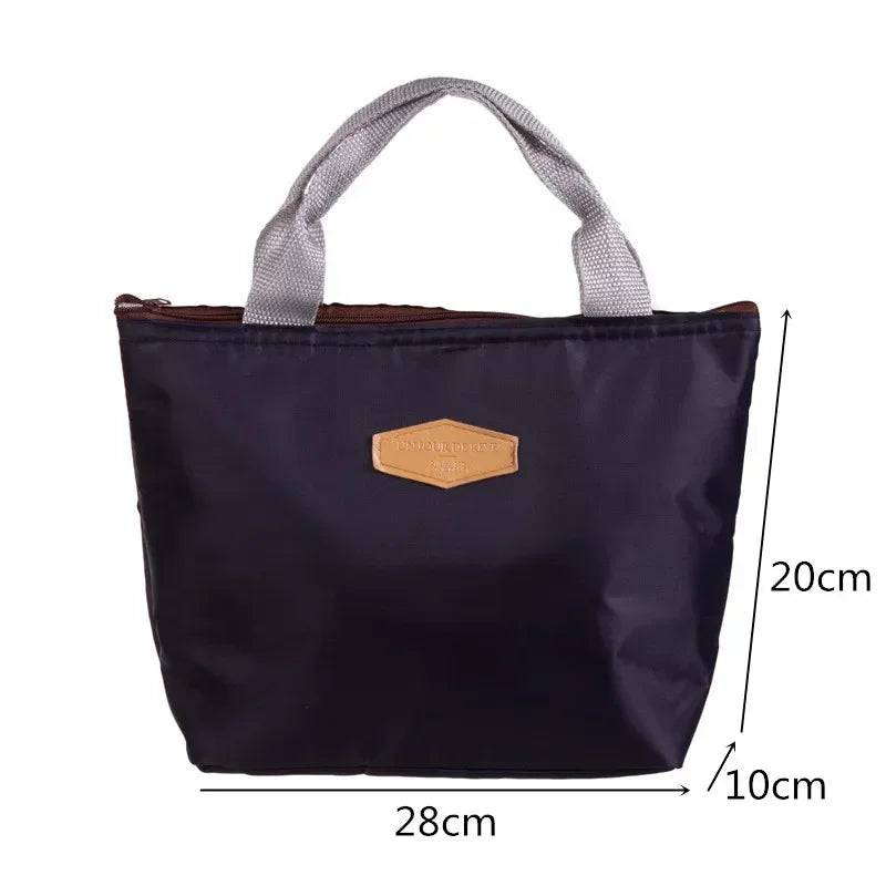 Lunch Box Camping Picnic Bag Lunch Bags Solid Color Portable Insulated Refrigerated Bag Cold Food Cooler Thermal Handbag Hot