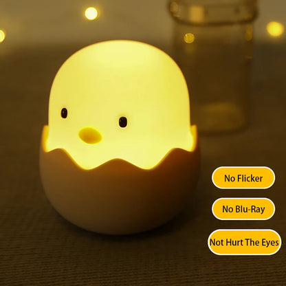 Eggshell Chicken Night Light Cartoon LED Light Bedroom Children Touch Adjustable Light Rechargeable Warm Light Atmosphere Light