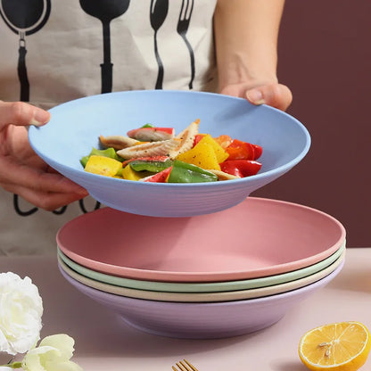 Wheat Straw Soup Bowl Microwavable Plastic Tableware Fruit Salad Bowls Cereal Ramen Pasta Dishes Dinner Plate kitchen Utensils