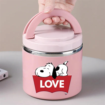 630ml Snoopys Food Thermal Jar Insulated Soup Cup Stainless Steel Vacuum Lunch Box with Handle Portable Sealed Bento Boxes Gift