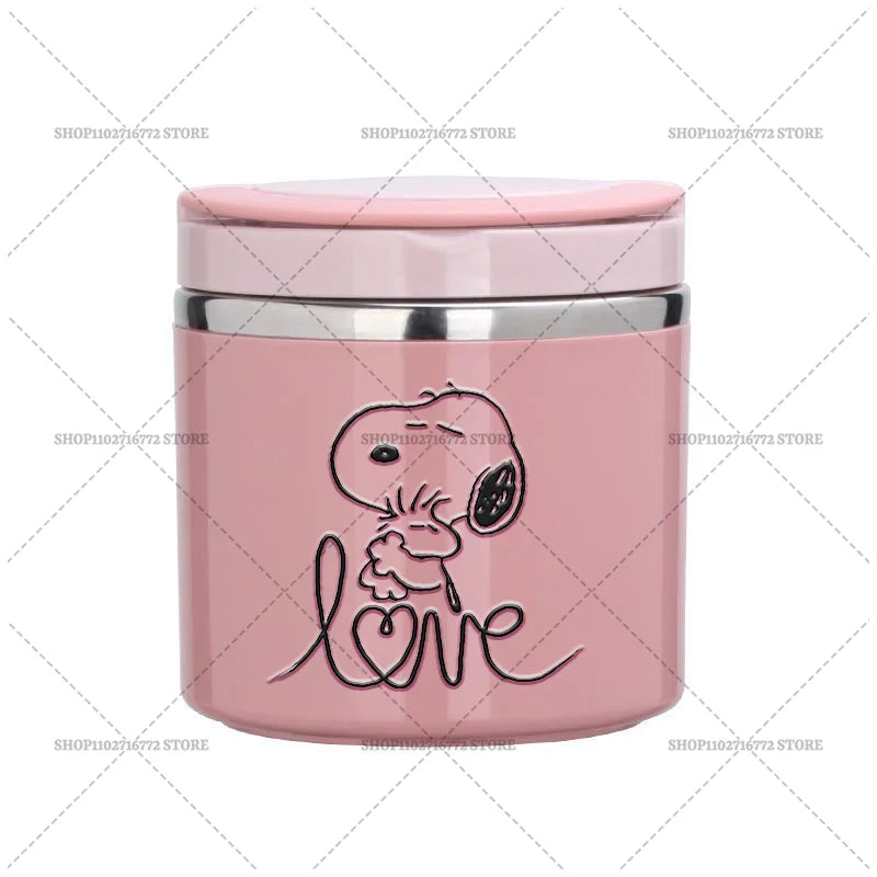 630ml Snoopys Food Thermal Jar Insulated Soup Cup Stainless Steel Vacuum Lunch Box with Handle Portable Sealed Bento Boxes Gift