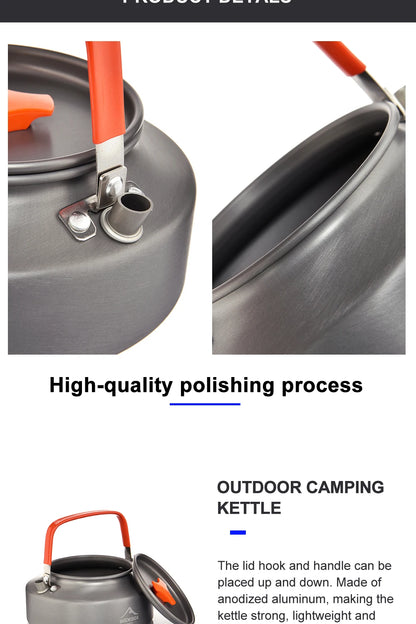 Widesea 1.1L 2L1.5L Camping Water Kettle Outdoor Coffee Kettle Tableware Picnic Set Supplies Equipment Utensils Tourism Cookware
