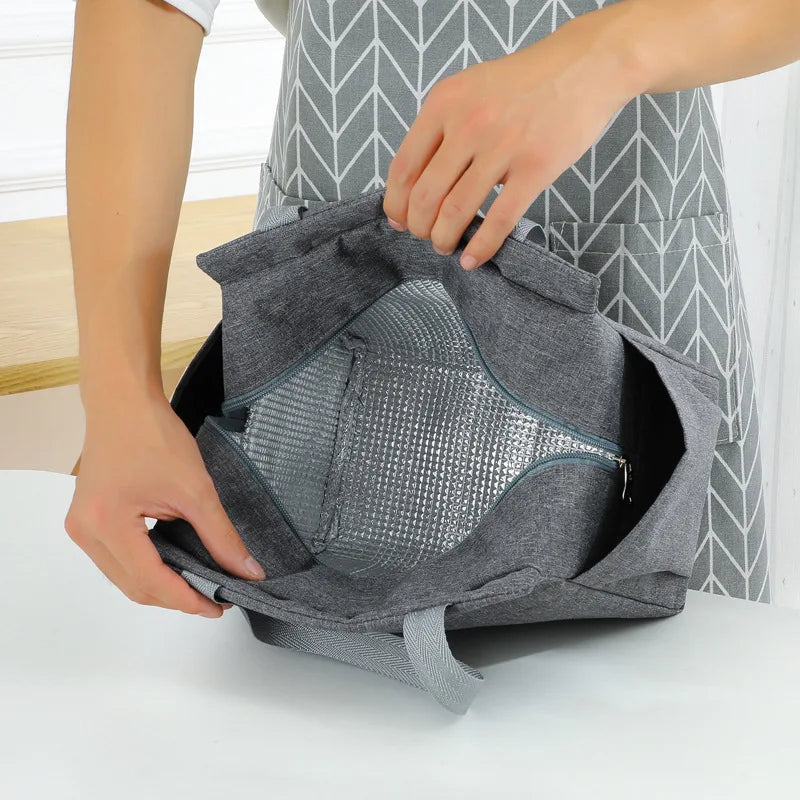 Stitch Insulated Lunch Bag - Waterproof Oxford Cloth, Aluminum Foil, Portable & Reusable Square Tote for Work, School, Picnic