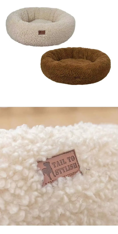 Wholesale Manufacturer Soft Luxury Fleece Plush Pet Cushion Round Donut Sleeping Calming Pet Cat Dog Bed Dog Kennel