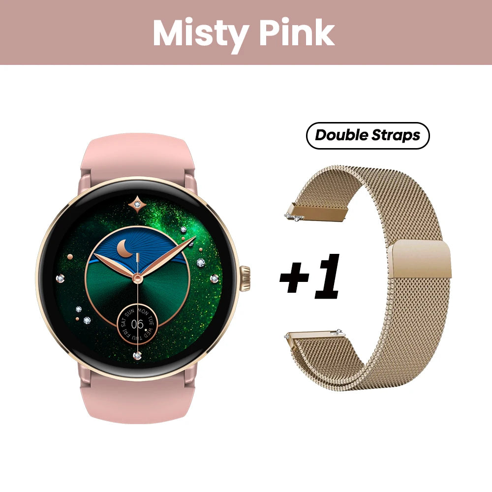 The NEW 2025 Zeblaze Lily 2 Voice Calling Female Smartwatch 1.2" AMOLED Screen Double Strap Health Management Sports Smart Watch