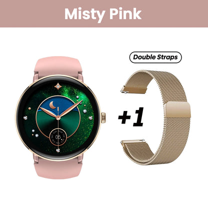 The NEW 2025 Zeblaze Lily 2 Voice Calling Female Smartwatch 1.2" AMOLED Screen Double Strap Health Management Sports Smart Watch