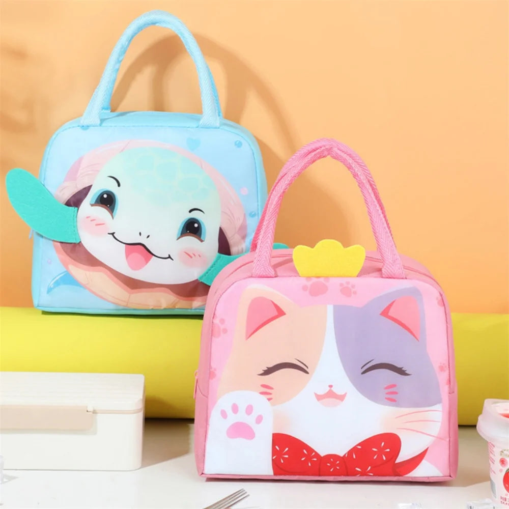 Cartoon Animals Children's Lunch Bag Portable Cartoon Handbag Thickened Insulation Fresh Refrigerated Bag Children's Bag
