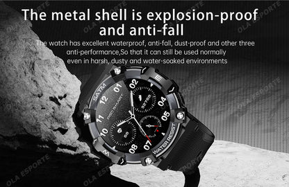 New Outdoor Military Smartwatch For Men Health Monitor Bluetooth Call Voice Assistant GPS Sports Waterproof Men Smartwatch 2024