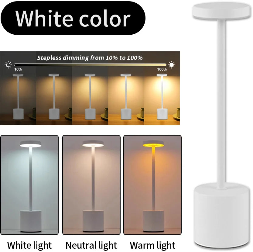 Creative Ambient Table Lamp USB Rechargeable Night Light Stepless Dimming Touch Desk Lamp 3 Colors Bedside Lamp Hotel Bar Decor