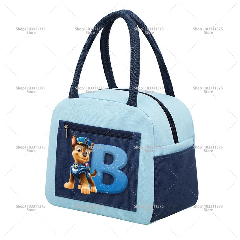 Cute PAW Patrol Thermal Bag Food Storage Container Letter A-Z Student Lunchbox Cartoon Fashion Handbags Bento Durable Bags Gifts