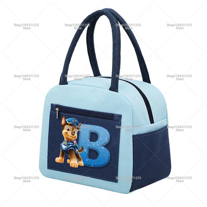 Cute PAW Patrol Thermal Bag Food Storage Container Letter A-Z Student Lunchbox Cartoon Fashion Handbags Bento Durable Bags Gifts