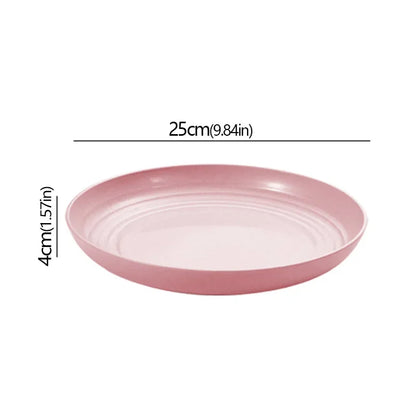 Wheat Straw Solid Color Round Plates Salad Dessert Dinner Reusable Microwave Safe Anti Fall And Shatter Plates Fruit Plate