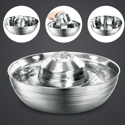 Stainless Steel Cat Fountain Filter Water Drinking Fountain Pet Cat Dog Ultra-Quiet Automatic Fountains and Filter Cats Drinker