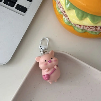 Funny Three-Dimensional Kawaii Pig Keychain Waterme Rain Coat Animal Shape Keychain Sleeping Mobile Phone Bag Pendant