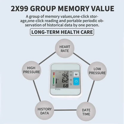 Arm Blood Pressure Monitor Digital BP Meter LCD Tensiometer Cuff Portable Irregular Pulse Heart Rate Tonometer Sphygmomanometer