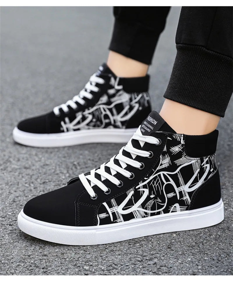Men's Sneakers Fashion High Top Canvas Shoes Autumn New Casual Shoes for Men Lace Up Platform Vulcanized Shoes Big Size48 Tenis
