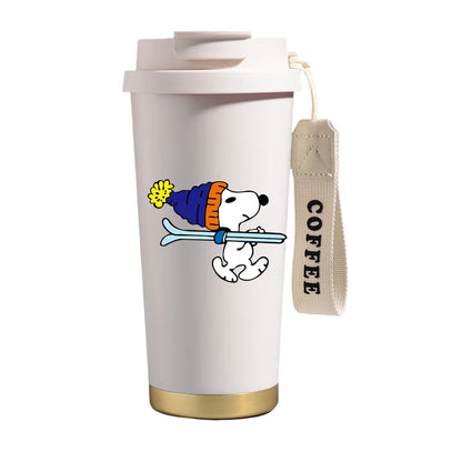 500ml Snoopys Stainless Steel Insulated Water Bottle Anime Kawaii Portable Travel Outdoor Car Tea Coffee Mug Cold Thermos Cup