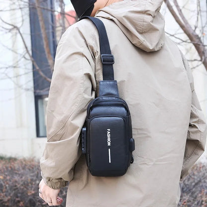 Men's Multifunction Anti-theft USB Chest Bag, Sling Shoulder Bag, Password Lock Crossbody Bag Suitable for Cycling