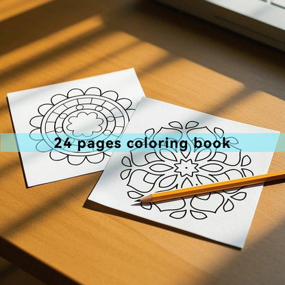 BOLD & EASY MANDALA Art Coloring Book Flowers 24 Page Gift For Birthday Party Relieve Stress Kill Time Graffiti Painting Drawing