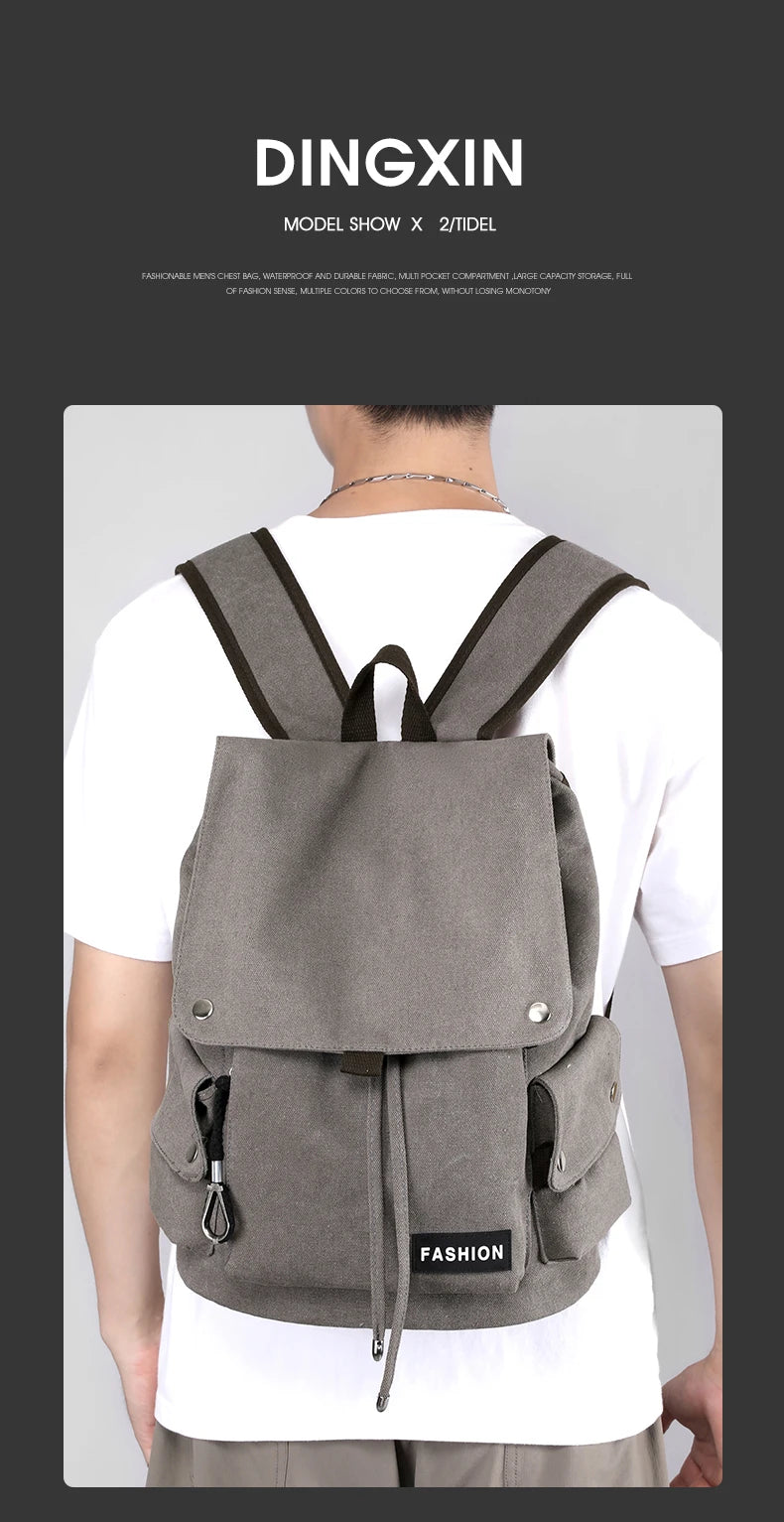 2025 New Style Men Climbing Hiking Backpacks Travel Leisure Students Bags Big Schoolbags Fashion Large Pockets Multi-Zipper
