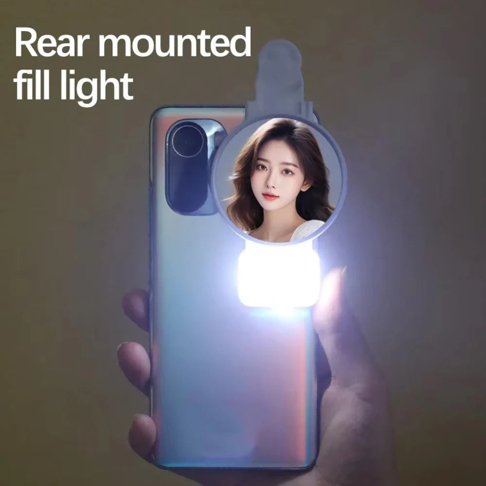 STTKGZD Selfie Reflector Mirror Mobile Phone Fill Light Kit Portable Mobile Mirror Clip Storage Bag Mobile Phone Rear Camera