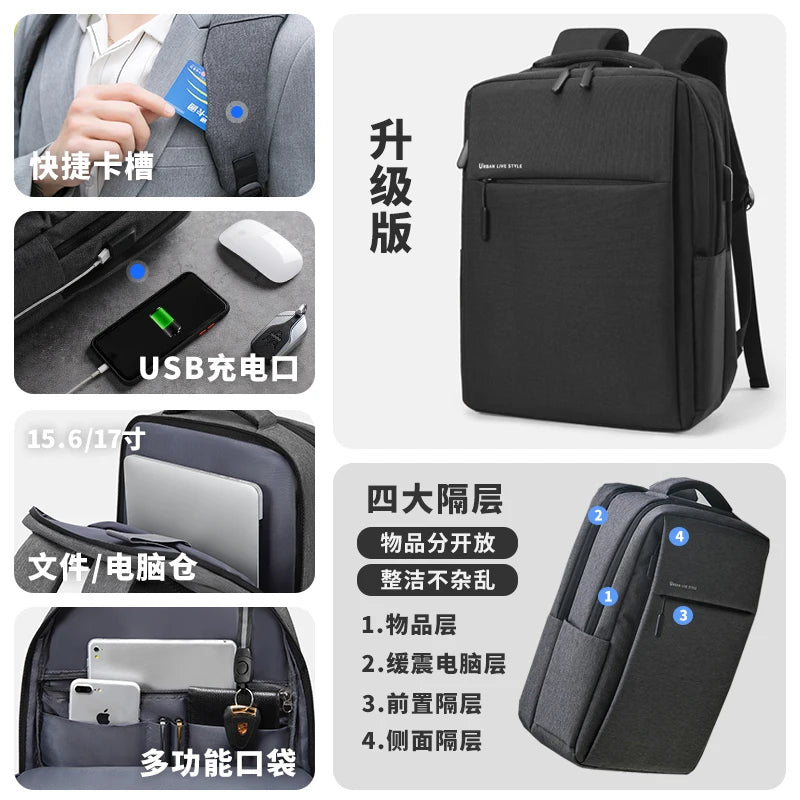40L Laptop Backpack Durable 17 Inch for Men Women with USB Charger Port & Luggage Sleeve Sturdy College Rucksack Bag For Macbook