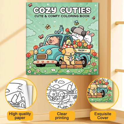 COZY CUTIES Bold-easy Patterns Coloring Book for Adults Cute Drawing Book Perfect Gift for Party and Birthday
