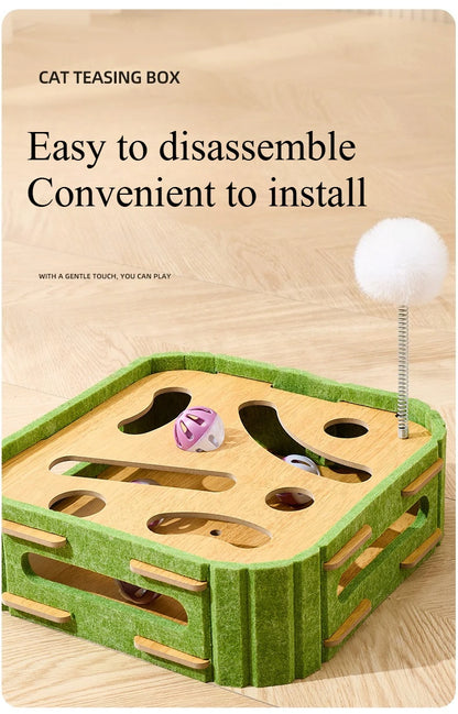 Pet Cat Puzzle Maze Holes Toys Felt Box With Bell Ball Kitten Playing Toys Interactive Funny Combination Set Cat Supplies