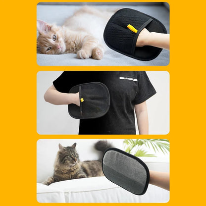 Upgraded Pet Grooming Gloves Cats Hair Brush Pet Removal Gloves Dual Brush Static-free Cat Cleaning Tool Hair Stripping Mitts