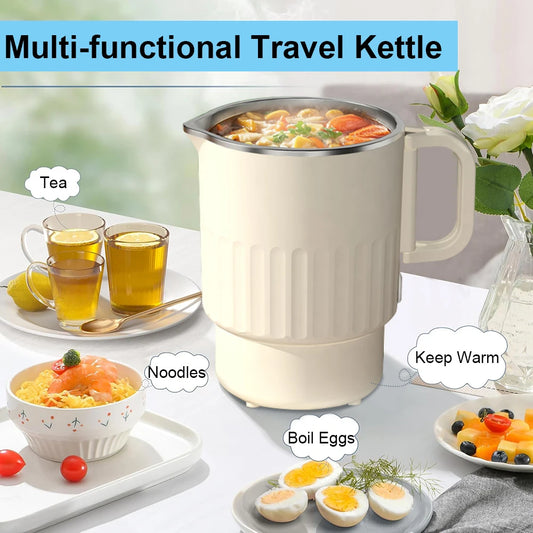 Electric Kettle 1L Portable Travel Electric Water Kettle Multifunctional Folding Electric Teapot Stainless Steel Water Boiler