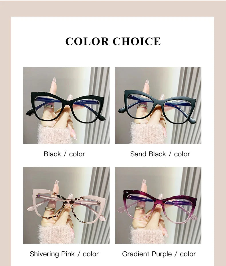 2024 New Cat Eye Glasses Frame Women Fashion Gradient Color Eyeglass Frame Anti Blue Light Glasses Computer Goggles Óculos Gifts