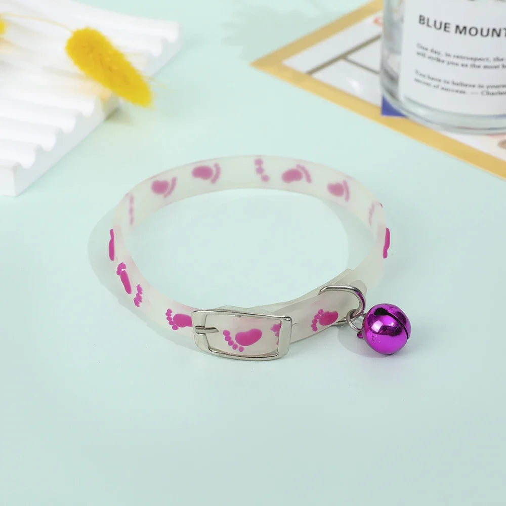 Pet Fluorescent Luminous Silicone Footprint Collar Cat Dog Luminous Collar Night Puppy Kitten Outdoor Anti-loss Pet Supplies