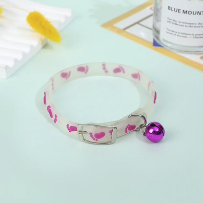 Pet Fluorescent Luminous Silicone Footprint Collar Cat Dog Luminous Collar Night Puppy Kitten Outdoor Anti-loss Pet Supplies
