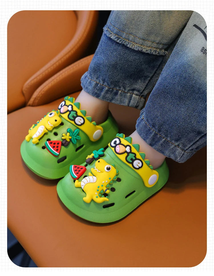 Summer Boy's Sandals Cute Crocodile Girl's Garden Shoes Soft Sole Baby Breathable Non-slip Lightweight Outdoor Beach Slippers