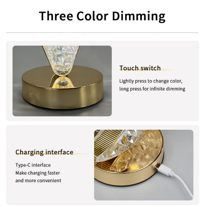 Moon Star Led Night Light Rechargeable Crystal Table Lamp Touch Switch Dimmable Ramadan Room Decor Ambient 3D Moon Lamp Eid Gift