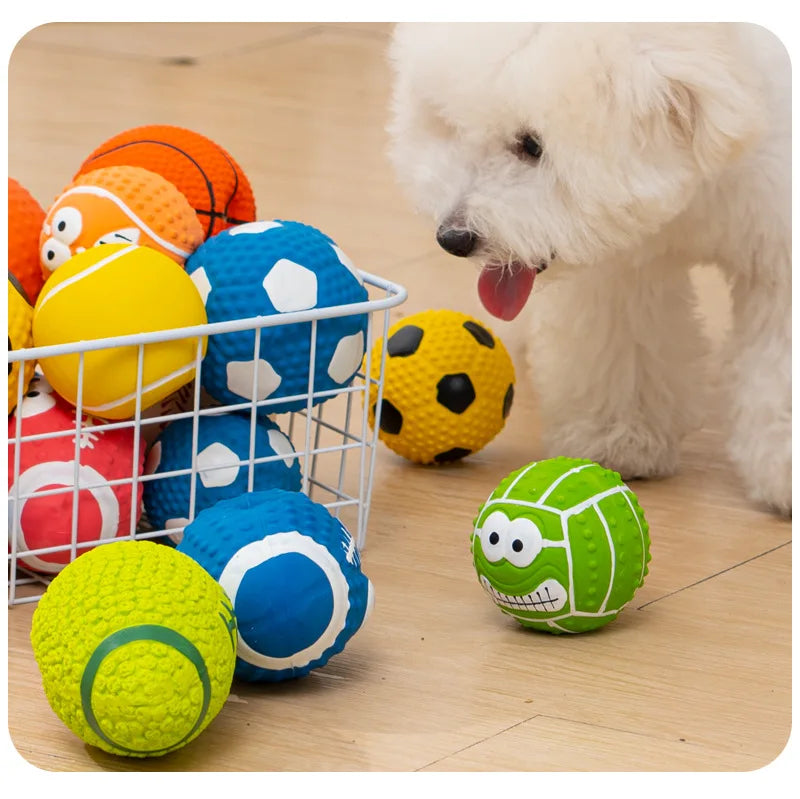 Pet Toys Olive Ball Squeaky Latex Dog Toy Ball S-L Soft Durable Interaction Smiling Face Rugby Dog Chewing Training Supplies