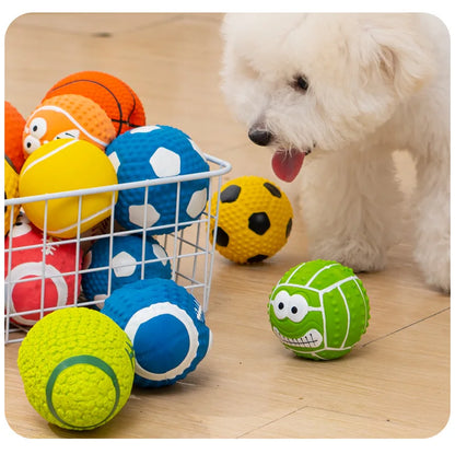 Pet Toys Olive Ball Squeaky Latex Dog Toy Ball S-L Soft Durable Interaction Smiling Face Rugby Dog Chewing Training Supplies