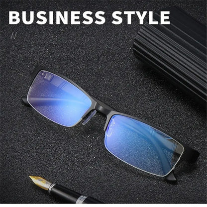 Metal Anti-blue Light Reading Glasses Farsighted Eyeglasses Men Business Eyewear Diopter 0 +1.0 +1.5 +2.0 +2.5 +3.0 +3.5 +4.0