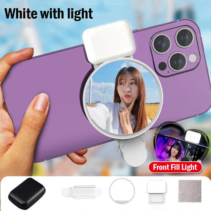 STTKGZD Selfie Reflector Mirror Mobile Phone Fill Light Kit Portable Mobile Mirror Clip Storage Bag Mobile Phone Rear Camera