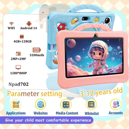 Kids Tablet Android 14 Inch 4+128GB 3200mAh Children Tablets Educational Learning Toys with Camera Children Toys Birthday Gifts