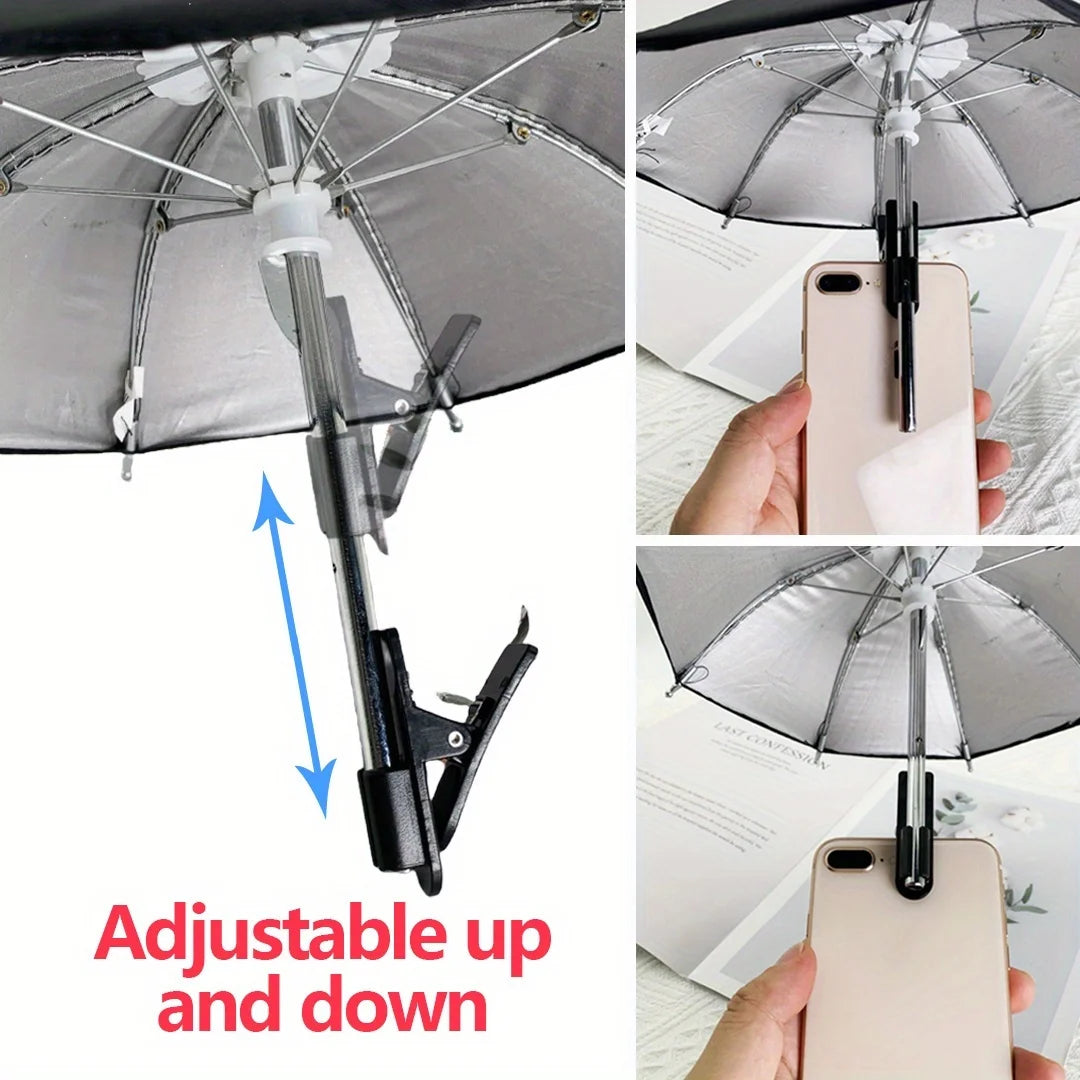 Mini Phone Sunshade Umbrella Car Accessory Motorcycle Phone Holder Cute Craft Car Decor Portable Waterproof Bracket Umbrella