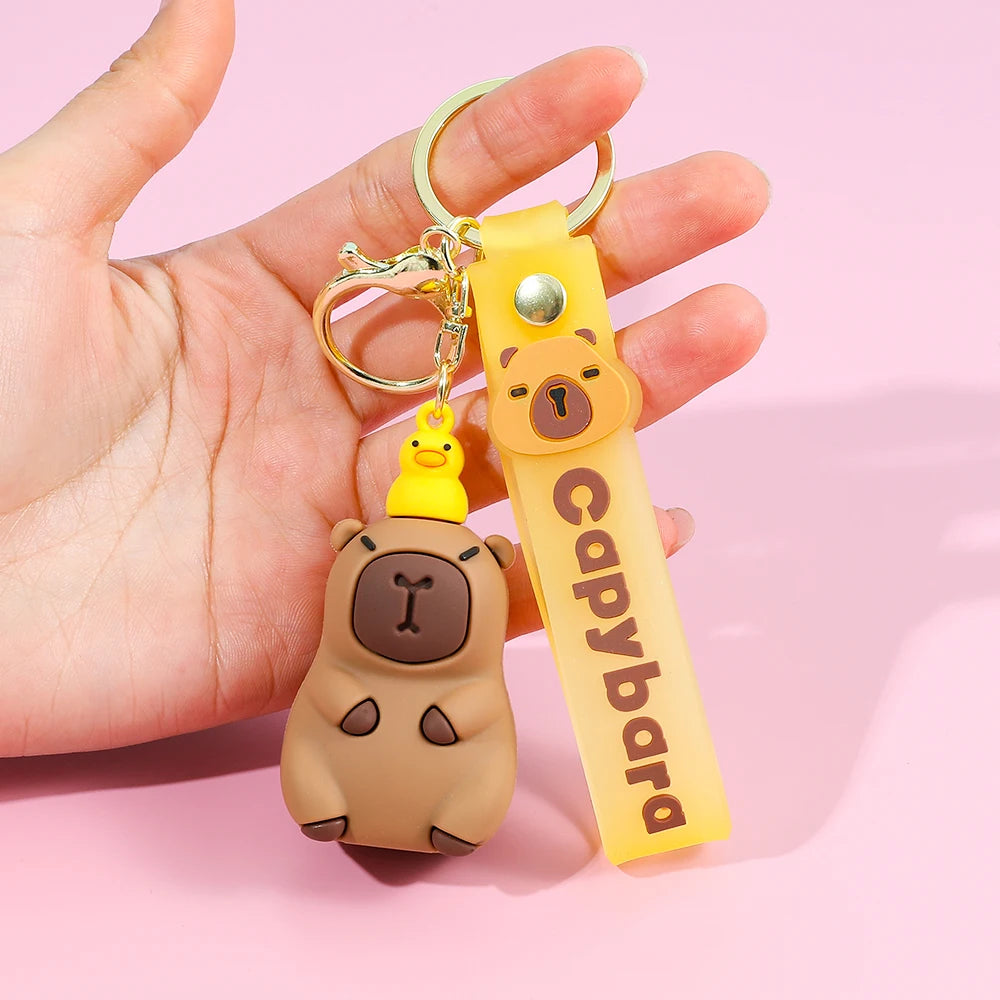 Cartoon Capybara keychain, creative toy keychain bag, fashionable car keychain, exquisite couple backpack pendant