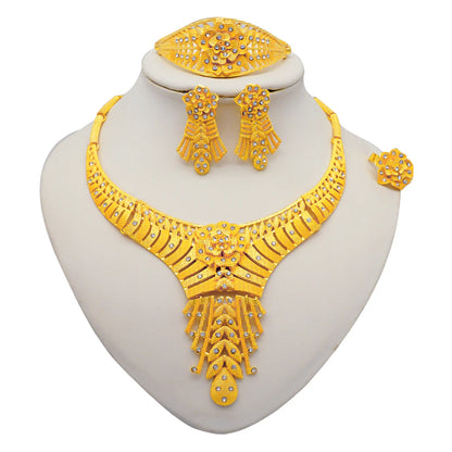 2023 Fine Jewelry Sets For Women Dubai Bridal Wedding Gifts Necklace Bracelet Earrings Ring Jewellery Set African Bead jewelry